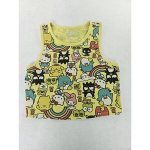 Y2K Aesthetic Sanrio Hello Kitty Friends Cropped Tank Top Yellow Character Print